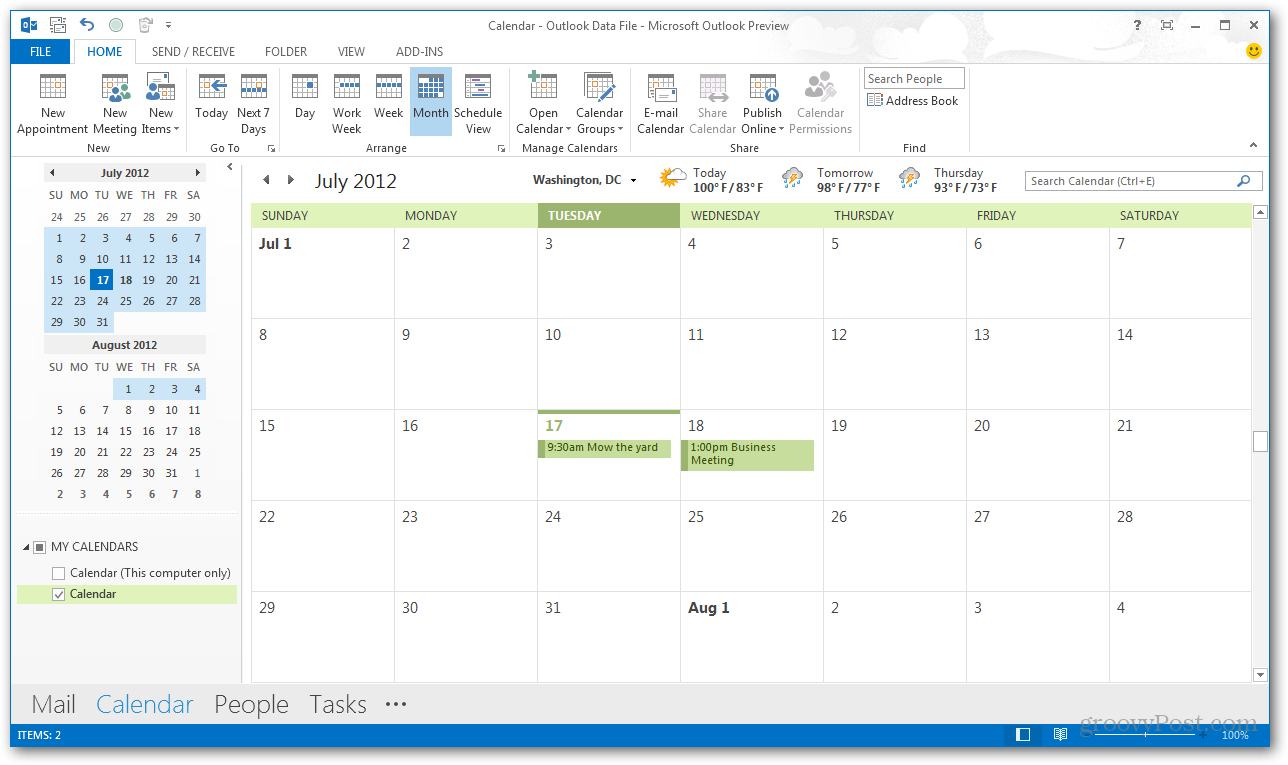 contacts, calendars, emails shared between servers and computers